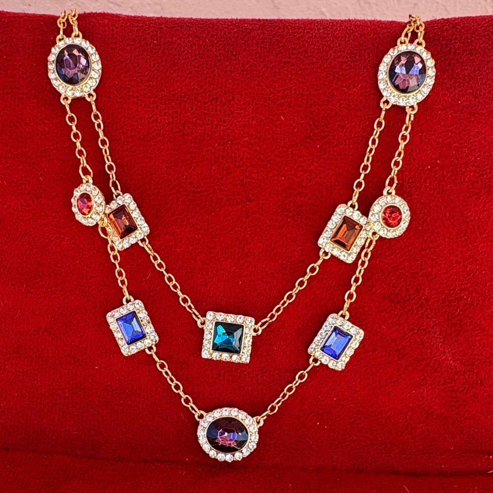 NEW Monet Gold Multi-Color Gemstone Necklace